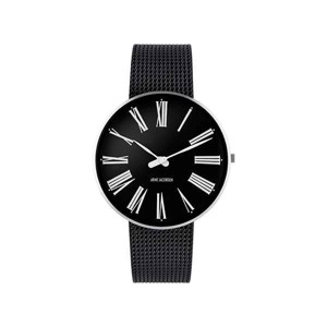 Arne Jacobsen Uhr - ROMAN mit schwarzem Mesh-Armband